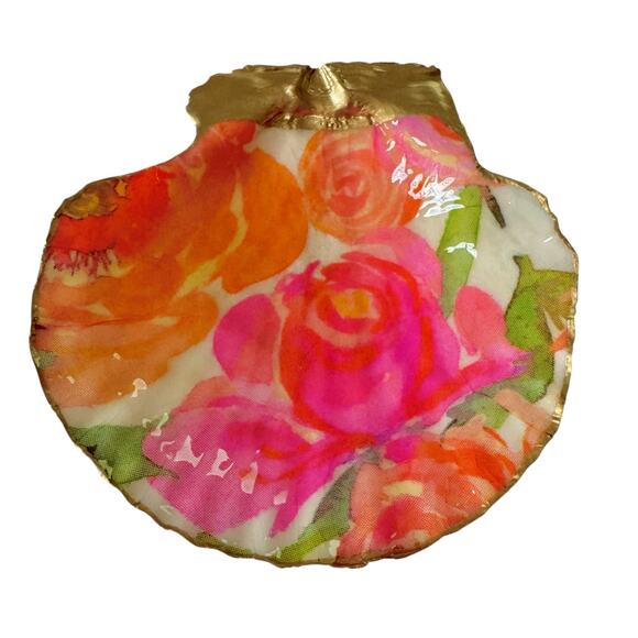 Handmade Other - Spring Blossom Pink and Orange Seashell Jewelry Dish Coastal Decor